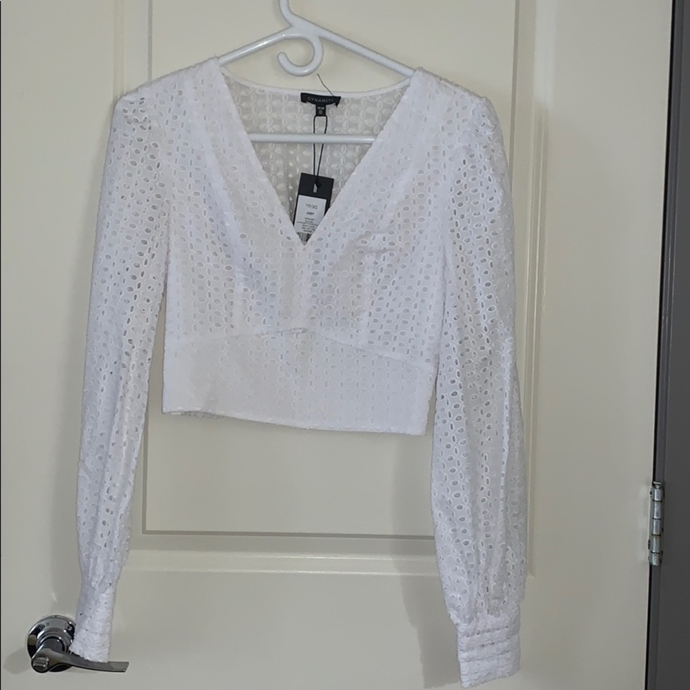 NWT DYNAMITE JOEY LONG SLEEVE CROP TOP